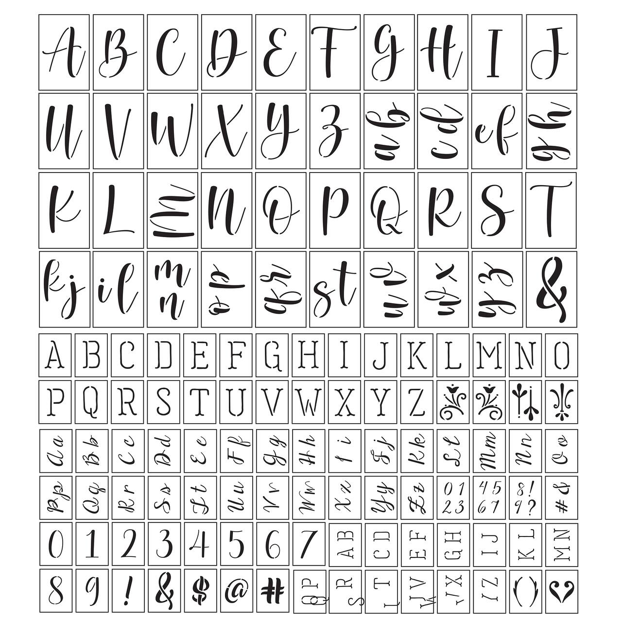 12 Packs: 130 ct. (1,560 total) Mixed Font Alphabet Stencils by Craft Smart®